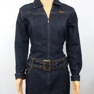 Vintage Fubu Dark Wash Denim Dress W 11/12 Western Retro Hip Hop Streetwear Y2K